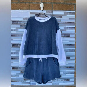 Electric and rose terrycloth color block 2 piece small